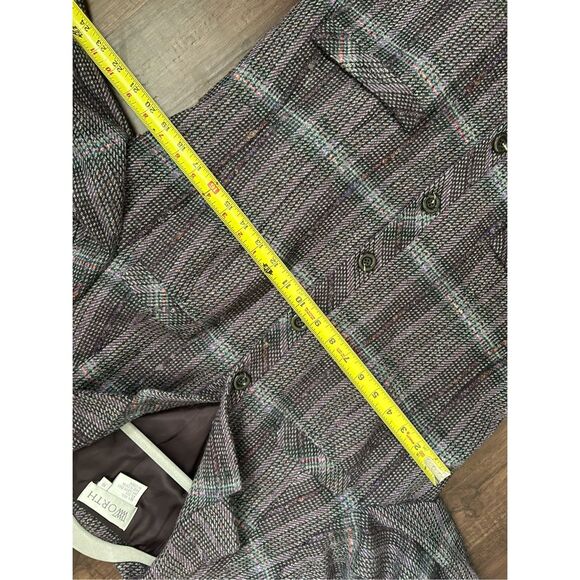 WORTH Wool/Silk Purple White Red Plaid Button Coat, Size 16 - Picture 7 of 8